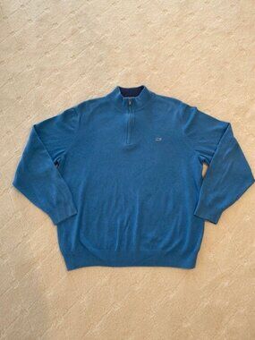 Vineyard Vines Royal Blue Men’s Saltwater Quarter‑Zip Pullover Shirt- LARGE
